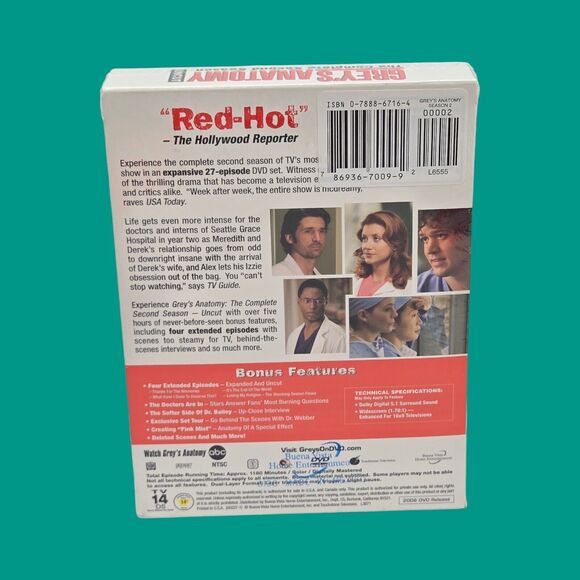 NEW Grey's Anatomy Complete Second Season UNCUT 27 Episode DVD Box Set Bonus Fts - Picture 2 of 6